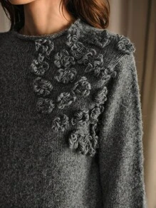 MOTF PREMIUM 秋冬立体花卉套头衫 - 灰色 - 查看 3