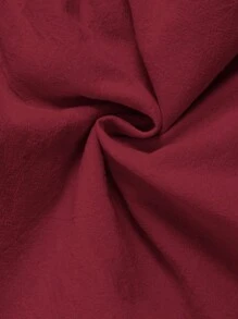 SHEIN MOD 大码酒红色可爱蝴蝶结上衣和短裤套装。万圣节服装 - 酒紅色 - 查看 11