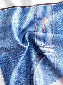 SHEIN Tween Girl Denim-Effect & Butterfly Print Leggings - Multicolor - View 9