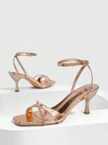 CUCCOO SZL 女士尖头高跟凉鞋，时尚性感高跟鞋，适合夏季度假、夜间外出、俱乐部、派对 - 玫瑰金 - 查看 7