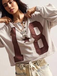 Bohemela Áo nỉ rộng rãi, cổ điển, cài nút chữ cỡ lớn, khóa kéo nửa vai, mùa thu - Màu Khaki - Xem 4