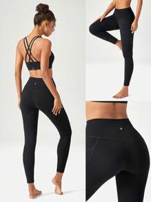 GLOWMODE Leggings esenciales de tiro bajo de 24" FeatherFit™ - Negro - Ver 7