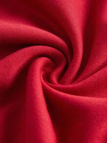 SHEIN EZwear 红色加大码女式做旧落肩拉链前开襟连帽卫衣 - 紅色 - 查看 4