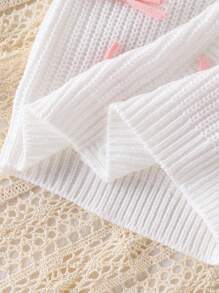 SHEIN Baby And Girl Fashionable Cute Versatile Bow Sweater Cardigan, Knitted Knitted Single Piece Outerwear Fall Winter - Beige - View 10