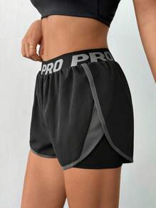 Easithlete Women's Basic Yoga Shorts, Minimalist 2 In 1 Design - Black - View 4