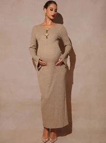 MaterniChic Elegant Maternity Dress With Shell Decor Flare Sleeves  Fall Clothes Fall Dresses Maternity  Wedding Guest Dress Maternity  Baby Shower Dress Old Money Dress