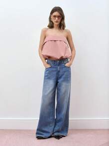 Maija 女士简约纯色休闲衬衫上衣，日常穿着，节日