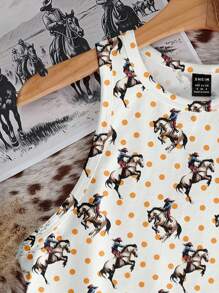 Muchica 休闲复古游牧骑士波尔卡圆点印花圆领紧身女式背心 - 彩色 - 查看 3