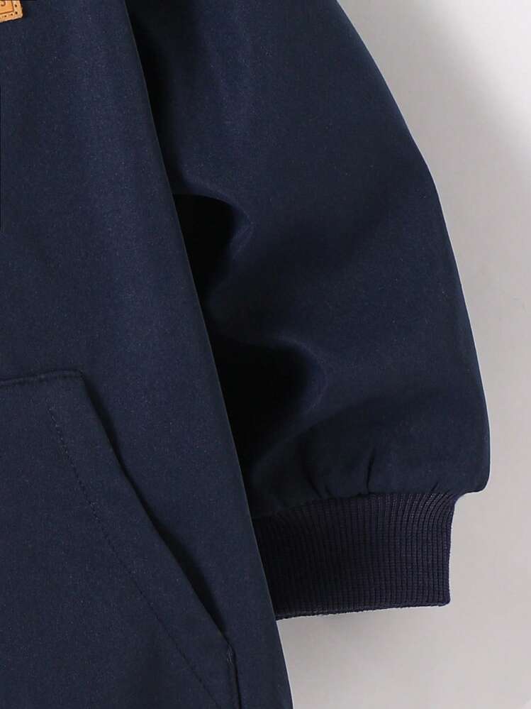 儿童/幼儿男童休闲百搭舒适蓬松宽松厚连帽夹克，适合万圣节、复古、红色、黑色，适合学校、花园、海滩、生日、春季、夏季、秋季、冬季 - 黑色 - 查看 4