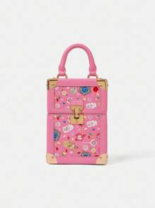 HARRY POTTER X SHEIN 糖果图案盒形手提包 - 粉色 - 查看 3
