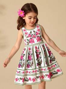 Travachic KIDS 年轻女孩可爱花卉图案无袖休闲夏装 - 彩色 - 查看 1