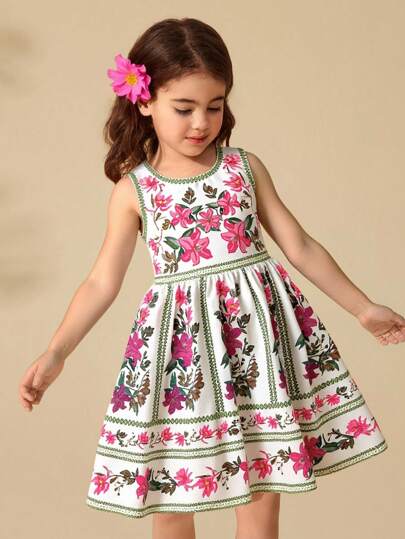 Travachic KIDS 年轻女孩可爱花卉图案无袖休闲夏装