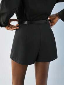 Maija Outfit Deas For Black Skort With Belt, Front Double-Breasted Design With Belt, Side Concealed Zipper Closure Y2k Women Black Skirt Edgy Woman Blazer Skirt Black Grommet Skirt Graduation Dress Women Weddings & Events - Black - View 4