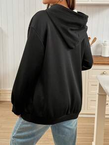 SHEIN Autumn And Winter Casual Fashionable Warm Thermal Lined Hooded Maternity Sweatshirt Women's Winter Clothes