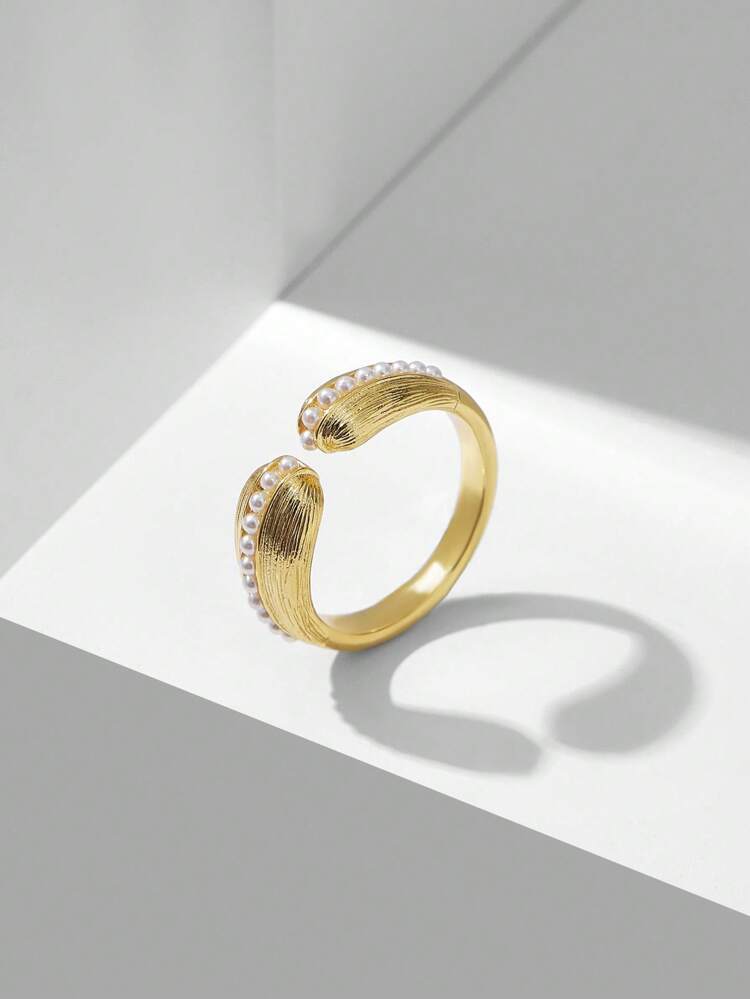 18K GOLD PLATED BEADED OPEN RING