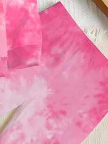 SHEIN Happikins 2pcs/Set Kids Girls Casual Cute Cartoon Capybara Print Tie-Dye Crew Neck Long Sleeve Sweatshirt And Leggings Outfit 7th Birthday - Multicolor - View 6
