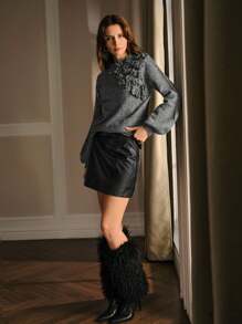 MOTF PREMIUM 秋冬立体花卉套头衫 - 灰色 - 查看 7