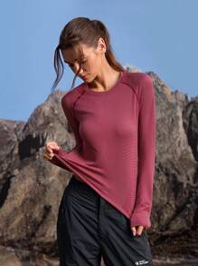 In My Nature 女士条纹圆领插肩长袖户外T恤