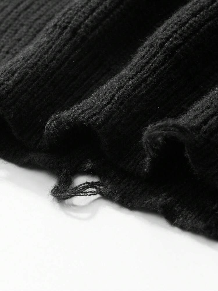 Manfinity CasualKnits 男士撞色简约休闲圆领长袖毛衣 Y2k 毛衣 哥特毛衣 Y2k 长袖男士针织毛衣 男士黑色毛衣 Y2k 上衣 男士返校 Y2k 毛衣 男士黑色针织毛衣 男士哥特毛衣长袖针织上衣 破洞毛衣，秋冬 - 黑色 - 查看 7