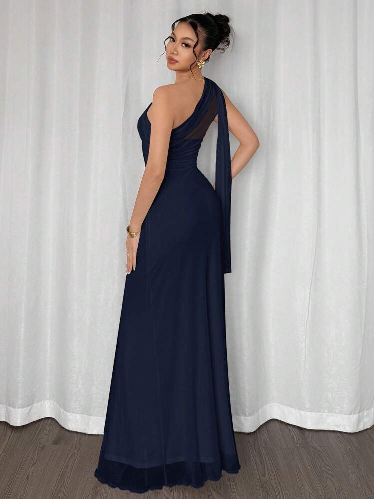 Firerie Damklänning med elegant och romantisk stil, sexig och elegant stil, asymmetrisk halsringning, bodycon-maxiklänning, lämplig för fest, strandsemester, skolstart, romantisk dejt, bröllopssäsong, födelsedag, påsk, vår-/sommarklänning - Marinblå - Visa 3