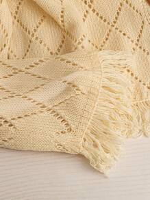 Franclia 博主风时尚撞色系带镂空花卉流苏套头毛衣，欧美新款秋冬女装流苏针织衫系带毛衣针织外套黄色毛衣女装秋季优雅时尚休闲通勤商务办公日常休闲百搭气质都市教师职业装，圣诞节 - 黃色 - 查看 6