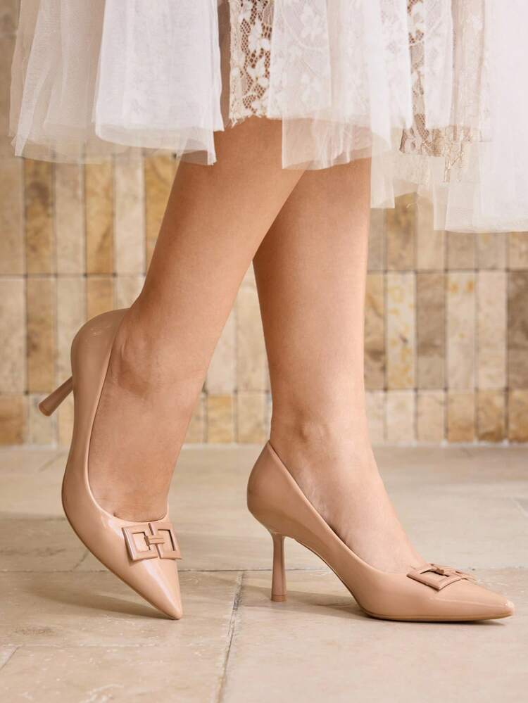 PU LEATHER POINTED TOE PUMPS SPRING SHOES