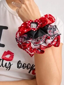 Betty Boop | ROMWE Set de 4 coleteros de mujer Betty con encaje, lunares y figuras de dibujos animados