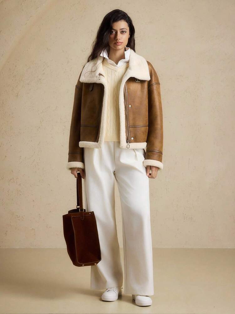 Briarwyn Fashionable Versatile Retro Fleece Warm Brown Jacket, Autumn/Winter,Fall Clothes For Women ,Old Money Style Women,Women's Winter Jacket,Chic Women's Jacket - Coffee Brown - View 5