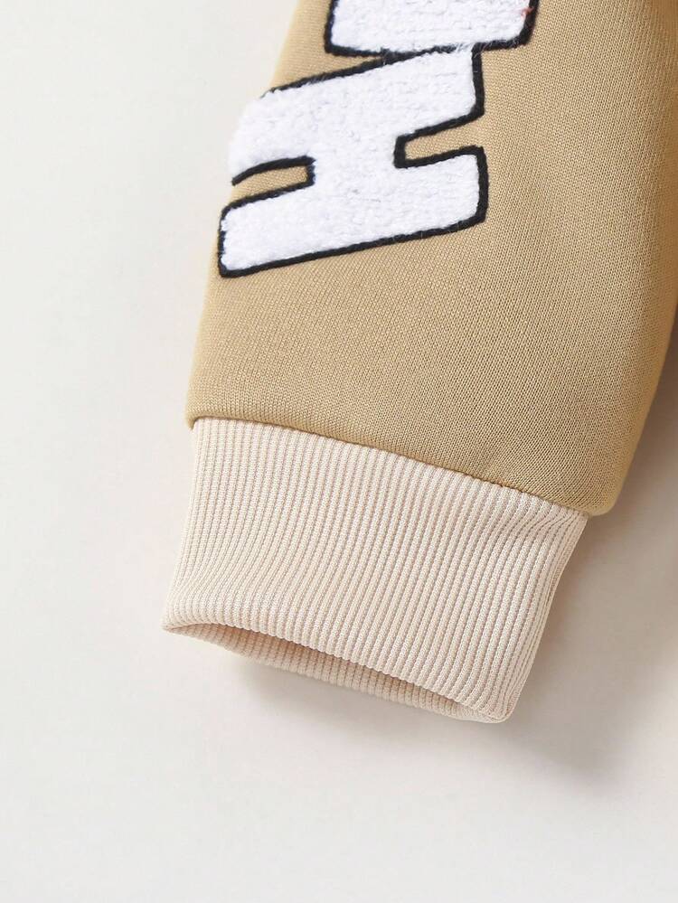 Young Girls Color Block Letter & Number Graphic Long Sleeve Jacket - White - View 6