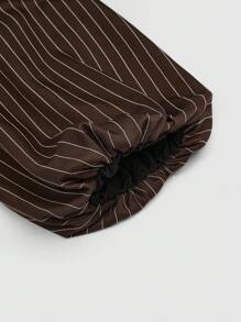 Sweetra Blusa casual, de uso diario, para ir al trabajo, para citas elegantes y relajada con mangas acampanadas, cintura ceñida, escote profundo en V y abertura lateral, a rayas en marrón y blanco, talla grande - Marrón - Ver 5