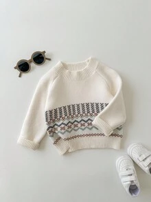 SHEIN 1. Baby Boy/Girl Casual Cute Round Neck Sweater, Autumn/Winter Kids Sweater, Unisex Baby Clothes, Baby Winter Clothes, My First Christmas Fall - Multicolor - View 8