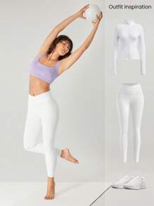 GLOWMODE FeatherFit™ Full Underarm Coverage Pleated Side Seam Open U Back Sports Bra Low Impact Yoga Daily Removable Cups - Lavender Haze - View 7