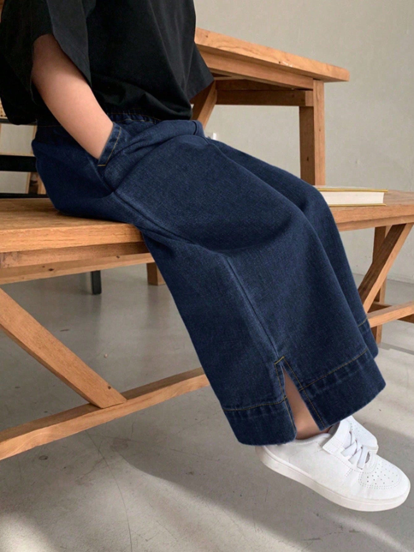 Dazy Kids سروال جينز غير رسمي للفتيات بخصر مرن وجي...