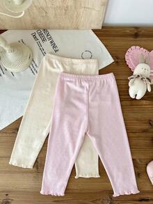 SHEIN Pantalones con decoración de lazo de princesa dulce estilo coreano, para primavera/otoño