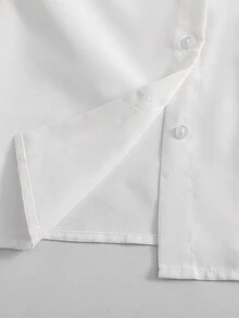 青少年女孩衬衫套装，时尚三件套：白色梭织衬衫、黑色百褶裙 + 黑白条纹披肩，适合上学季节和休闲日常穿着 - 黑色 - 查看 6