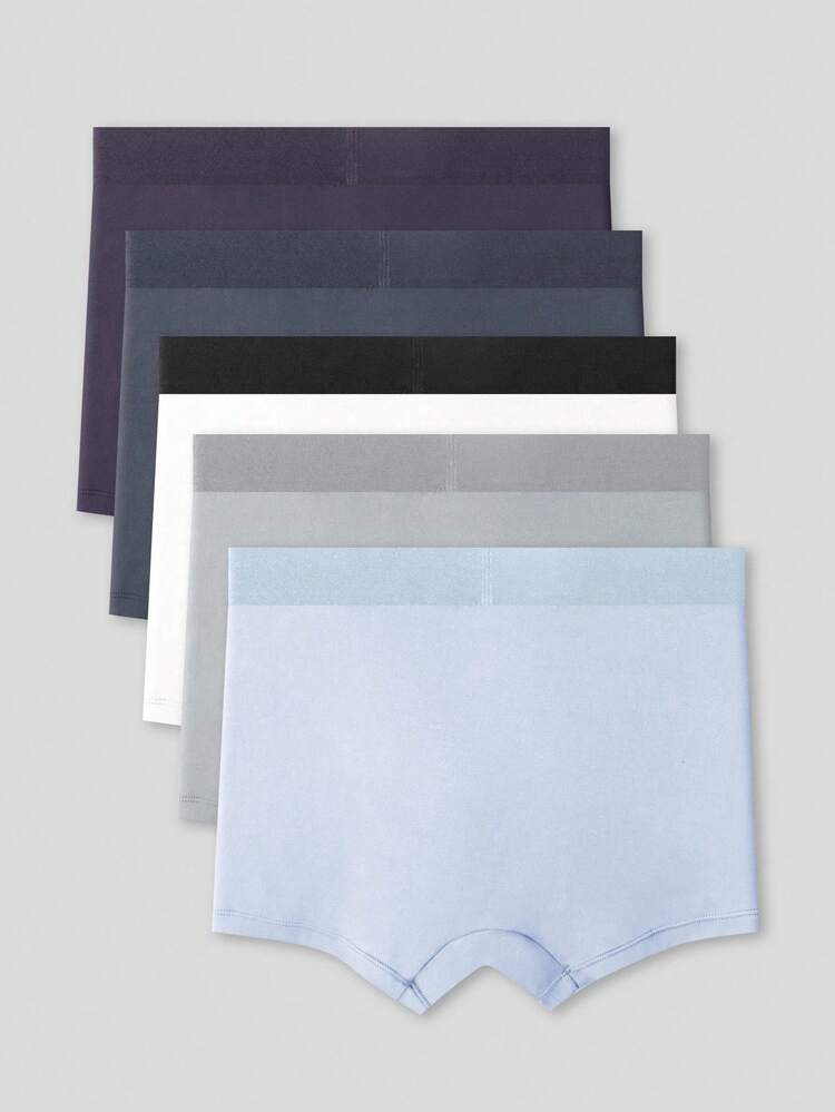 5pcs Men's Comfortable Soft Stretchy Letter Printed Boxer Briefs - Multicolor - View 2