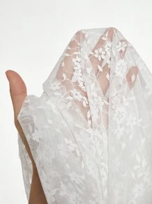 Sweetra 不对称荷叶边蕾丝美人鱼下摆甜美纯色半身裙