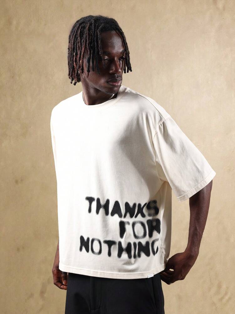 Oversized Cotton T-Shirt With Bold Text Print
