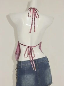 SHEIN ICON Áo hai dây hở lưng in họa tiết hoa cổ điển gợi cảm thời trang dành cho nữ - Nhiều màu - Xem 2