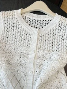 Franclia Women's All-Match Hollow Out Fashionable Minimalist Versatile Commuting Vacation Cardigan Sweater Vest