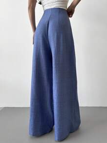 Firerie 女士休闲高腰长款阔腿裤，蓝色，适合沙滩装、机场装， - 藍色 - 查看 3