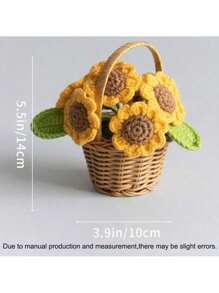 1pc Artificial Crochet Sunflower, Fake Flower, Desktop Decor, Wall Decor, Suitable For Birthday, Anniversary, Mother's Day, Christmas, Events And Home Decoration, Valentine's Day Gift - Multicolor - View 7