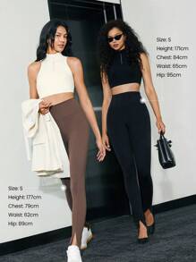 GLOWMODE 31" FeatherFit™-Sculpt Tummy Control Front Slit Leggings - Black - View 7