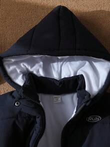 新款秋冬韩版青年男孩厚款字母刺绣立领休闲拉链夹克 - 藏蓝色 - 查看 7