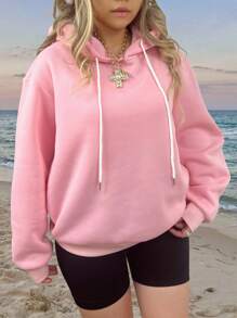Jouncy Damen Lässig Hoodie mit floraler Stickerei