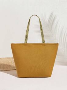 SHECARRY Women's Sequin Patchwork Large Capacity Fashion Tote Bag - Khaki - View 4