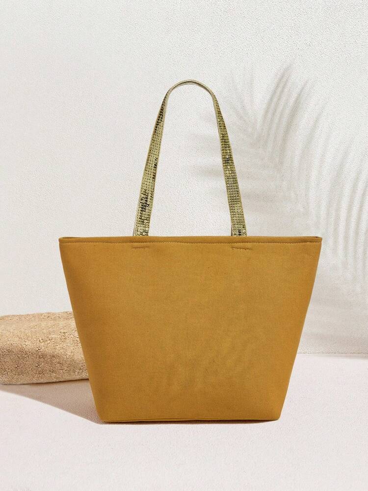 SHECARRY Damväska med paljettmönster och stor kapacitet i moderiktig design - Kaki - Visa 4