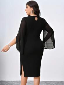 Chikora 大码纯色休闲连衣裙，适合夏季优雅女士连衣裙女士派对连衣裙女士派对连衣裙女士正式新品女士连衣裙女士休闲连衣裙母亲节妈妈母亲妈妈母亲节妈妈妈妈母亲节礼物婚礼婚礼宾客礼服女士订婚礼服婚礼宾客礼服女士西式连衣裙女士连衣裙女士长袖连衣裙女士复活节连衣裙 - 黑色 - 查看 2