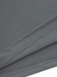 EMERY ROSE 万圣节主题加大码图案T恤，休闲舒适圆领T恤，万圣节T恤，适合夏季 - 深灰色 - 查看 5