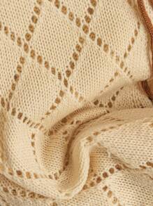 Franclia 博主风时尚撞色系带镂空花卉流苏套头毛衣，欧美新款秋冬女装流苏针织衫系带毛衣针织外套黄色毛衣女装秋季优雅时尚休闲通勤商务办公日常休闲百搭气质都市教师职业装，圣诞节 - 黃色 - 查看 8